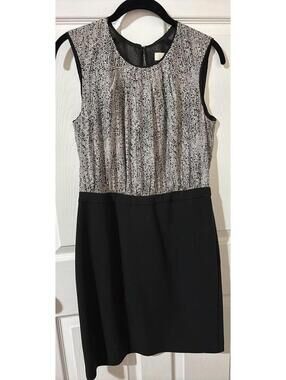 LOFT Black and White Sleeveless Dress Size 6 monochrome